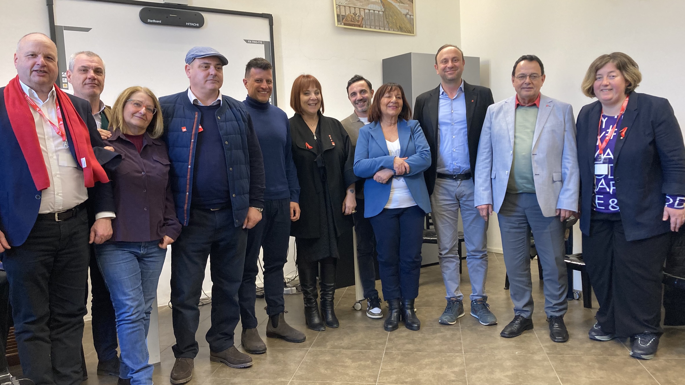 CGIL Rimini ha accompagnato due delegazioni della DGB tedesca e della CGT francese a visitare il CAU di Santarcangelo